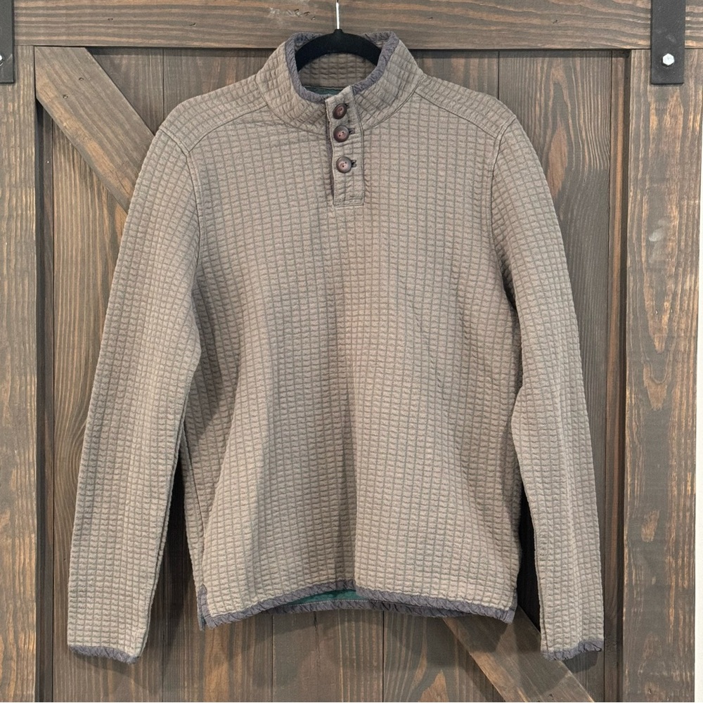 Carbon2Cobalt Men’s Quilted 1/4 Button Pullover Top Sweatshirt Gray Size Small